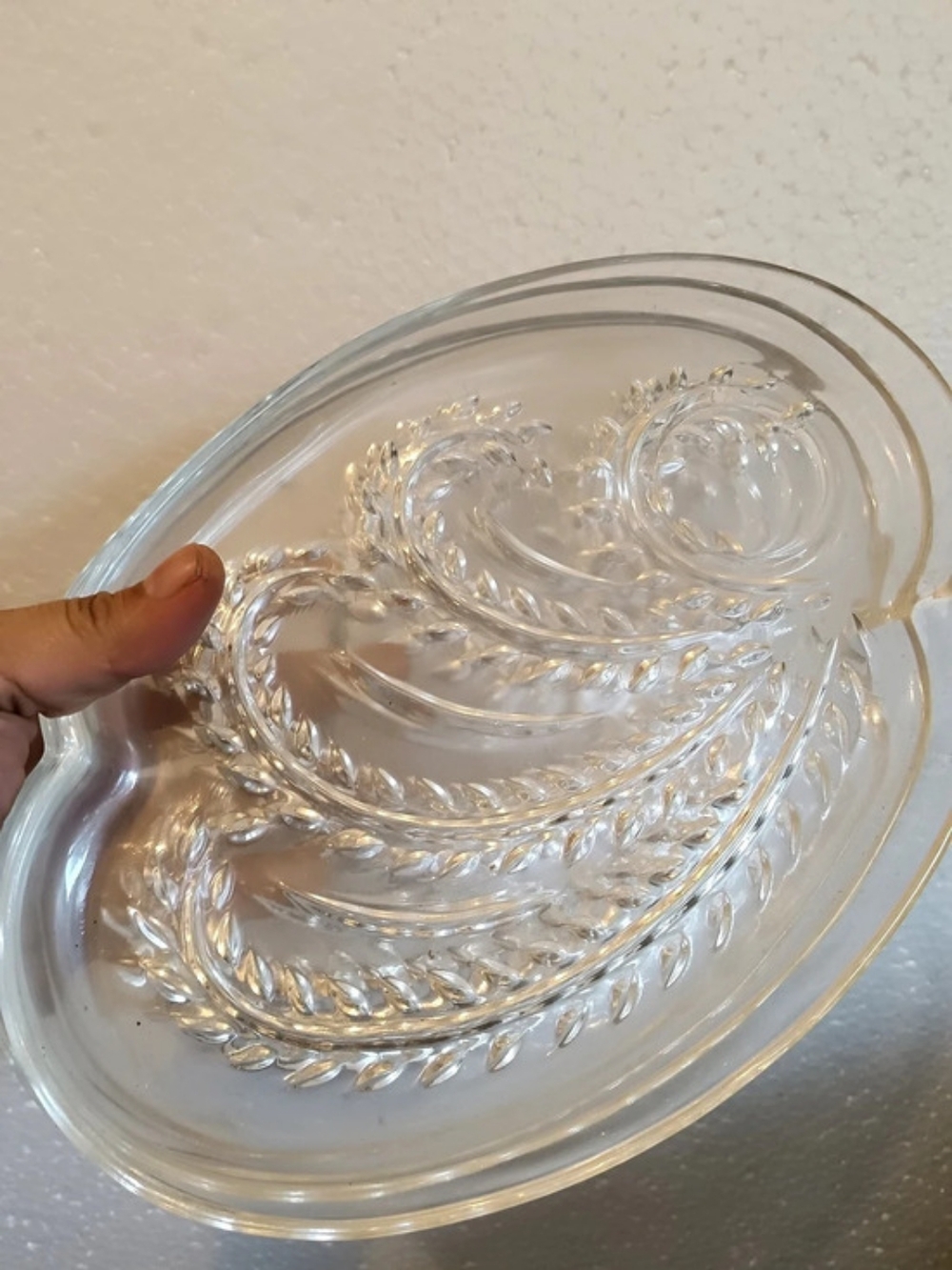 Federal Glass Homestead Snack Plate Clear Floral Glass Dish Set Of 4